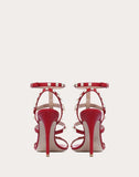 WOMEN'S VALENTINO GARAVANI ROCKSTUD CALFSKIN ANKLE STRAP SANDAL 100 MM ROSSO VALENTINO