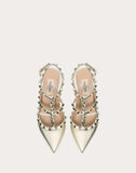 WOMEN'S VALENTINO GARAVANI METALLIC ROCKSTUD CAGED PUMP 100MM PLATINUM