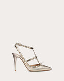 WOMEN'S VALENTINO GARAVANI METALLIC ROCKSTUD CAGED PUMP 100MM PLATINUM