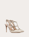 WOMEN'S VALENTINO GARAVANI METALLIC ROCKSTUD CAGED PUMP 100MM PLATINUM