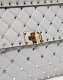 WOMEN'S VALENTINO GARAVANI MEDIUM ROCKSTUD SPIKE NAPPA LEATHER BAG PASTEL GRAY