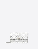 WOMEN'S VALENTINO GARAVANI METALLIC ROCKSTUD SPIKE CROSSBODY CLUTCH SILVER