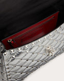 WOMEN'S VALENTINO GARAVANI MEDIUM METALLIC ROCKSTUD SPIKE BAG SILVER