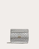WOMEN'S VALENTINO GARAVANI MEDIUM METALLIC ROCKSTUD SPIKE BAG SILVER