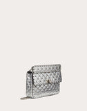 WOMEN'S VALENTINO GARAVANI MEDIUM METALLIC ROCKSTUD SPIKE BAG SILVER