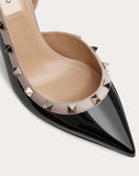 WOMEN'S VALENTINO GARAVANI ROCKSTUD PATENT-LEATHER SLINGBACK PUMP 85 MM BLACK