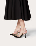 WOMEN'S VALENTINO GARAVANI ROCKSTUD PATENT-LEATHER SLINGBACK PUMP 85 MM BLACK