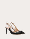 WOMEN'S VALENTINO GARAVANI ROCKSTUD PATENT-LEATHER SLINGBACK PUMP 85 MM BLACK