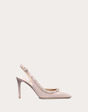 WOMEN'S VALENTINO GARAVANI ROCKSTUD PATENT-LEATHER SLINGBACK PUMP 85 MM POUDRE