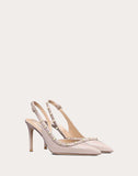 WOMEN'S VALENTINO GARAVANI ROCKSTUD PATENT-LEATHER SLINGBACK PUMP 85 MM POUDRE