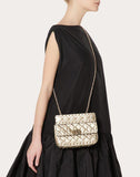 WOMEN'S VALENTINO GARAVANI SMALL ROCKSTUD SPIKE METALLIC BAG PLATINUM