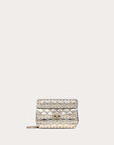 WOMEN'S VALENTINO GARAVANI SMALL ROCKSTUD SPIKE METALLIC BAG PLATINUM