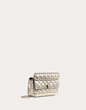 WOMEN'S VALENTINO GARAVANI SMALL ROCKSTUD SPIKE METALLIC BAG PLATINUM