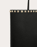 WOMEN'S VALENTINO GARAVANI LARGE GRAIN CALFSKIN LEATHER ROCKSTUD SHOPPING BAG BLACK