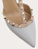 WOMEN'S VALENTINO GARAVANI ROCKSTUD CALFSKIN ANKLE STRAP PUMP 65 MM LIGHT GREY