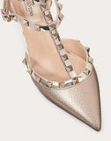 WOMEN'S VALENTINO GARAVANI ROCKSTUD METALLIC ANKLE STRAP PUMP 65 MM CHAMPAGNE