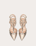 WOMEN'S VALENTINO GARAVANI ROCKSTUD METALLIC ANKLE STRAP PUMP 65 MM CHAMPAGNE