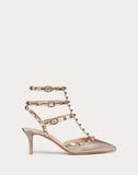 WOMEN'S VALENTINO GARAVANI ROCKSTUD METALLIC ANKLE STRAP PUMP 65 MM CHAMPAGNE