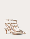 WOMEN'S VALENTINO GARAVANI ROCKSTUD METALLIC ANKLE STRAP PUMP 65 MM CHAMPAGNE