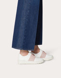 WOMEN'S VALENTINO GARAVANI OPEN SNEAKER WITH CALFSKIN STRIPE LIGHT PINK