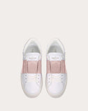 WOMEN'S VALENTINO GARAVANI OPEN SNEAKER WITH CALFSKIN STRIPE LIGHT PINK