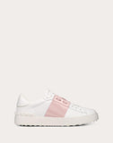 WOMEN'S VALENTINO GARAVANI OPEN SNEAKER WITH CALFSKIN STRIPE LIGHT PINK