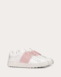 WOMEN'S VALENTINO GARAVANI OPEN SNEAKER WITH CALFSKIN STRIPE LIGHT PINK