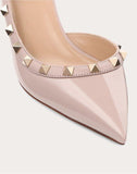 WOMEN'S VALENTINO GARAVANI ROCKSTUD PATENT LEATHER SLINGBACK PUMP 50 MM POUDRE