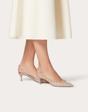 WOMEN'S VALENTINO GARAVANI ROCKSTUD PATENT LEATHER SLINGBACK PUMP 50 MM POUDRE