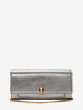 WOMEN'S ALEXANDER McQUEEN SKULL WALLET ON CHAIN GUN METAL