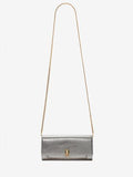 WOMEN'S ALEXANDER McQUEEN SKULL WALLET ON CHAIN GUN METAL