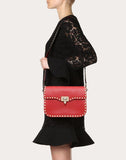 WOMEN'S VALENTINO GARAVANI MEDIUM ROCKSTUD GRAINY CALFSKIN CROSSBODY BAG ROSSO VALENTINO