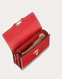 WOMEN'S VALENTINO GARAVANI MEDIUM ROCKSTUD GRAINY CALFSKIN CROSSBODY BAG ROSSO VALENTINO