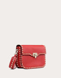 WOMEN'S VALENTINO GARAVANI MEDIUM ROCKSTUD GRAINY CALFSKIN CROSSBODY BAG ROSSO VALENTINO