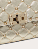WOMEN'S VALENTINO GARAVANI ROCKSTUD SPIKE CROSSBODY CLUTCH BAG PLATINUM