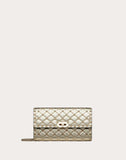 WOMEN'S VALENTINO GARAVANI ROCKSTUD SPIKE CROSSBODY CLUTCH BAG PLATINUM
