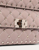 WOMEN'S VALENTINO GARAVANI SMALL ROCKSTUD SPIKE NAPPA LEATHER BAG POUDRE