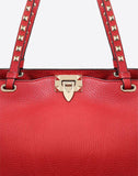 WOMEN'S VALENTINO GARAVANI MEDIUM ROCKSTUD GRAINY CALFSKIN BAG ROSSO VALENTINO