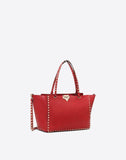 WOMEN'S VALENTINO GARAVANI MEDIUM ROCKSTUD GRAINY CALFSKIN BAG ROSSO VALENTINO