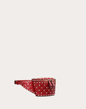 WOMEN'S VALENTINO GARAVANI ROCKSTUD SPIKE NAPPA LEATHER BELT BAG ROSSO VALENTINO