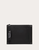 MEN'S VALENTINO GARAVANI NYLON CLUTCH WITH VLTN RIBBON STRAP