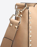 WOMEN'S VALENTINO GARAVANI SMALL ROCKSTUD HOBO BAG CAMEL
