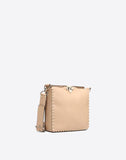 WOMEN'S VALENTINO GARAVANI SMALL ROCKSTUD HOBO BAG CAMEL