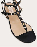 WOMEN'S VALENTINO GARAVANI ROCKSTUD CALFSKIN FLAT FLIP-FLOP SANDAL BLACK