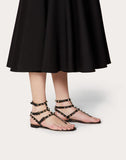 WOMEN'S VALENTINO GARAVANI ROCKSTUD CALFSKIN FLAT FLIP-FLOP SANDAL BLACK