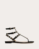 WOMEN'S VALENTINO GARAVANI ROCKSTUD CALFSKIN FLAT FLIP-FLOP SANDAL BLACK