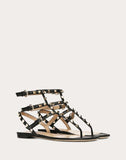 WOMEN'S VALENTINO GARAVANI ROCKSTUD CALFSKIN FLAT FLIP-FLOP SANDAL BLACK