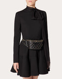 WOMEN'S VALENTINO GARAVANI ROCKSTUD SPIKE NAPPA LEATHER BELT BAG BLACK