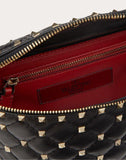 WOMEN'S VALENTINO GARAVANI ROCKSTUD SPIKE NAPPA LEATHER BELT BAG BLACK