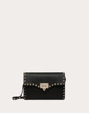 WOMEN'S VALENTINO GARAVANI SMALL ROCKSTUD GRAINY CALFSKIN CROSSBODY BAG BLACK